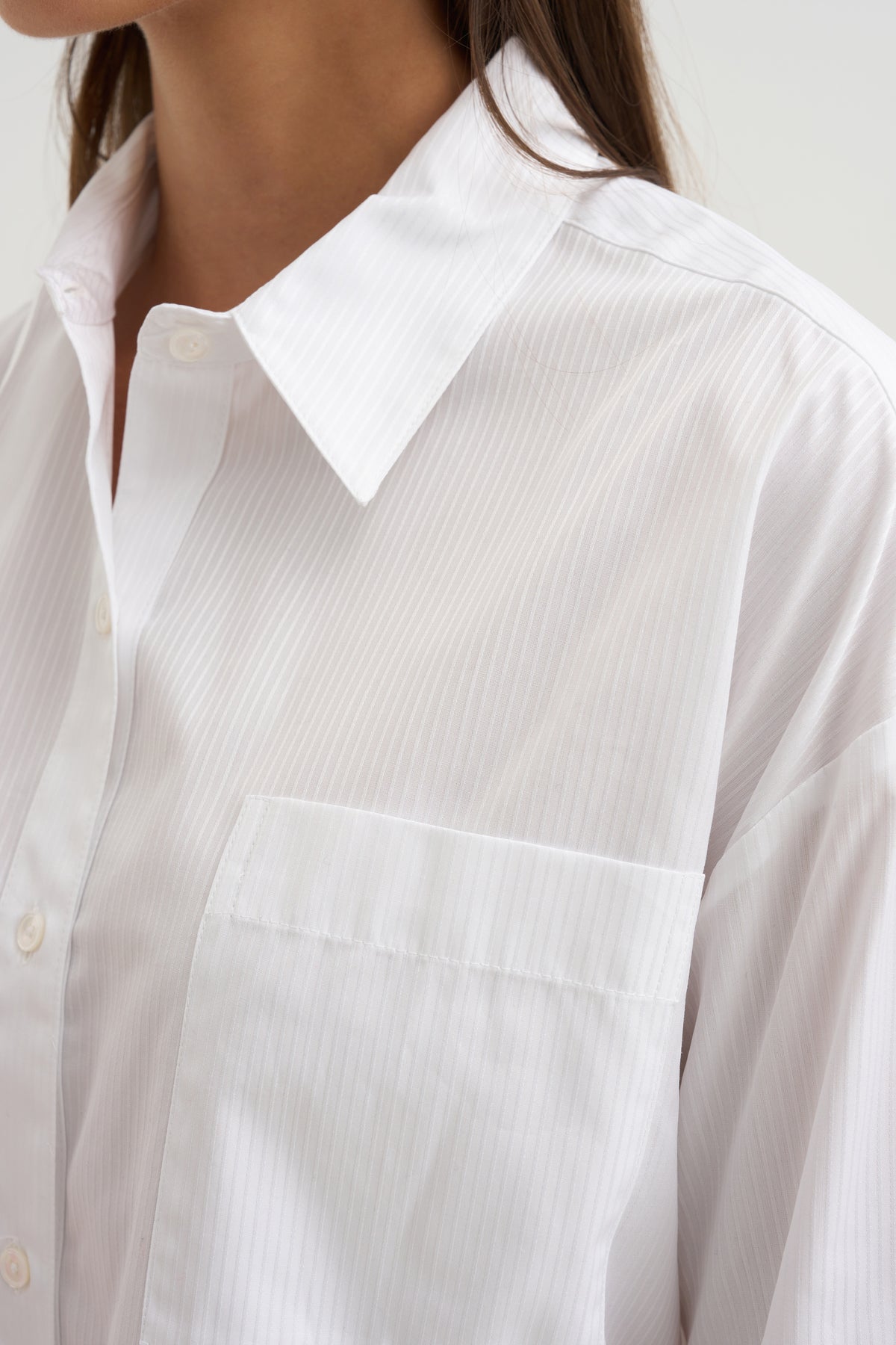 Watts - Striped Side Button Shirt, White