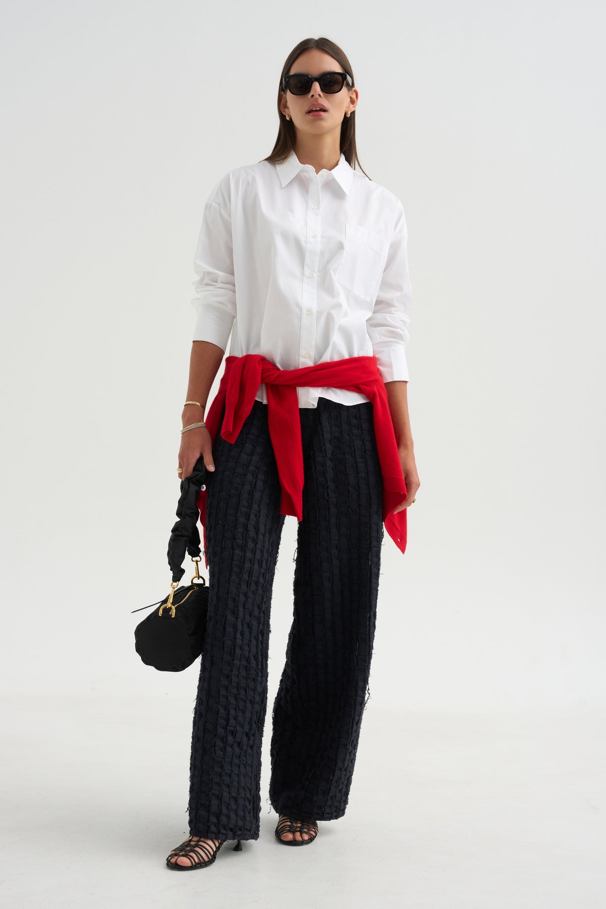 Watts - Striped Side Button Shirt, White