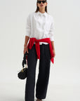 Watts - Striped Side Button Shirt, White
