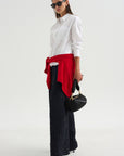 Watts - Striped Side Button Shirt, White