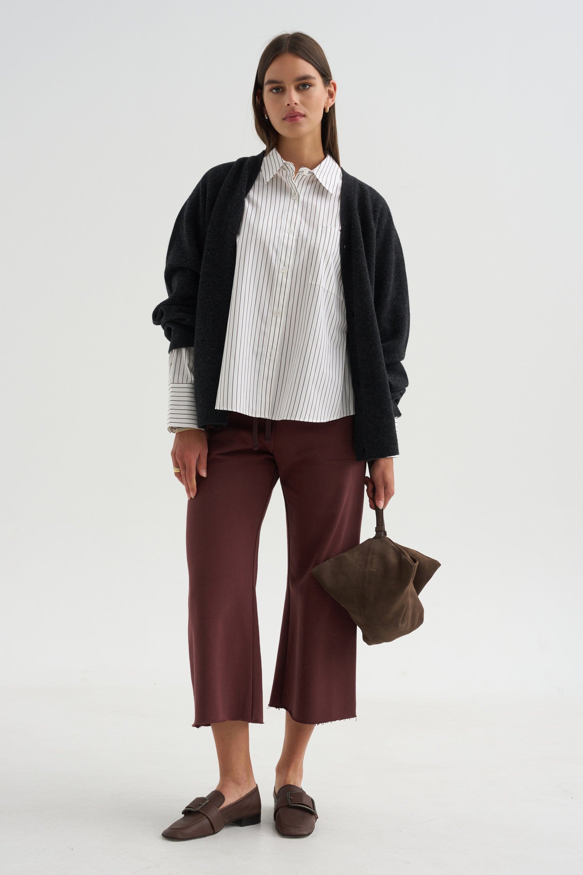 Watts - Striped Side Button Shirt, Chocolate Stripe