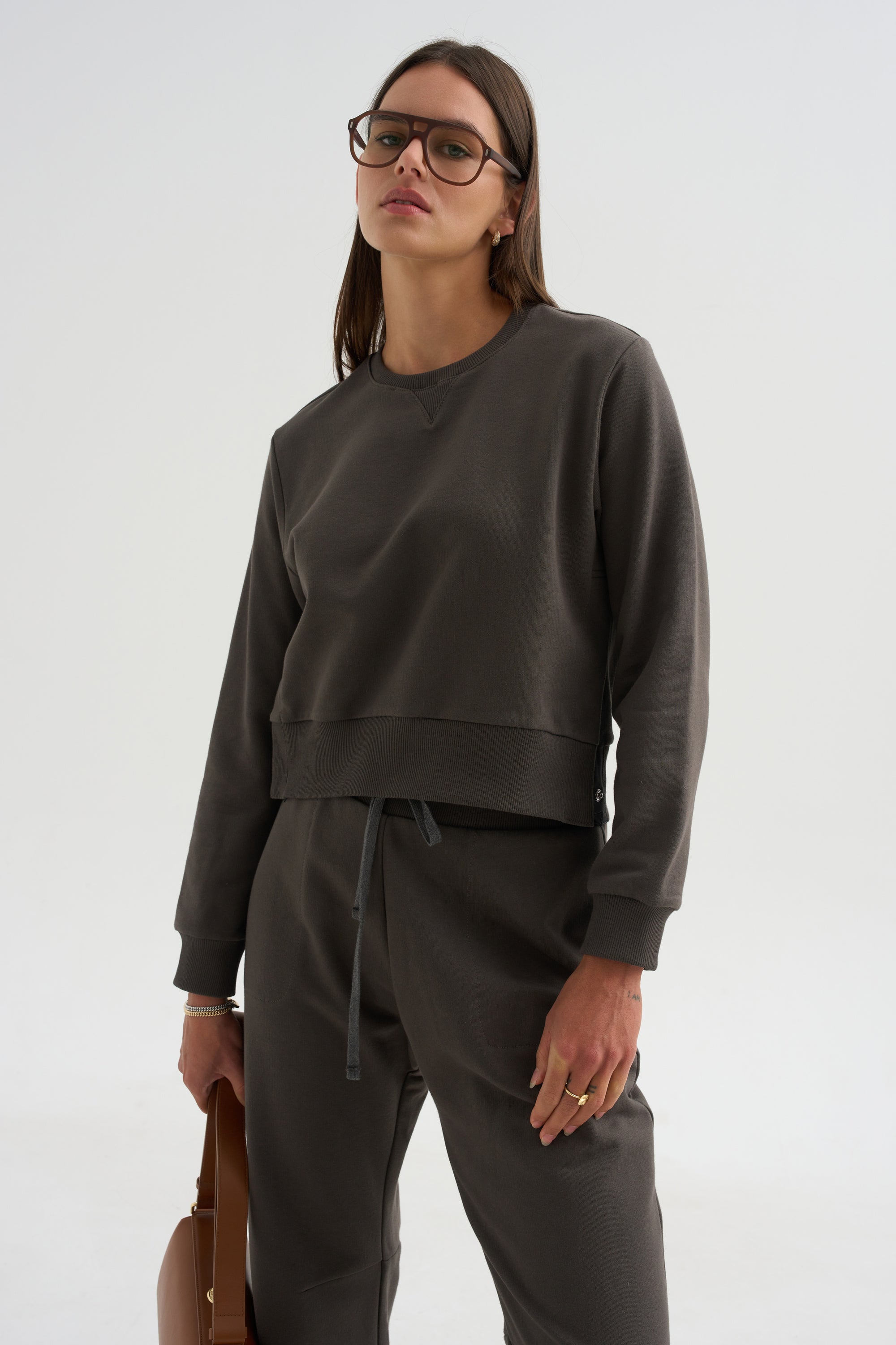 Kent - Crewneck With Snaps, Granite