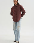 Webster Striped Boyfriend Shirt, Oxblood