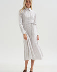 Bennet -Striped Midi Dress With Belt, Chocolate Stripe