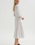 Bennet -Striped Midi Dress With Belt, Chocolate Stripe