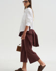 Kane - Cropped Wide Sweatpants, Oxblood