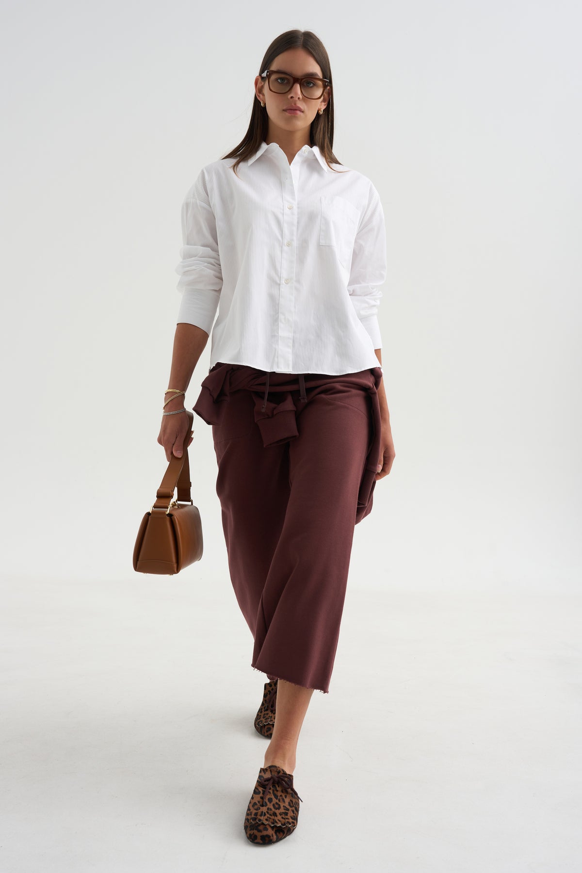 Kane - Cropped Wide Sweatpants, Oxblood