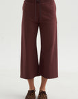 Kane - Cropped Wide Sweatpants, Oxblood
