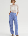 Spencer - Pleated Pants, Blue Stripe