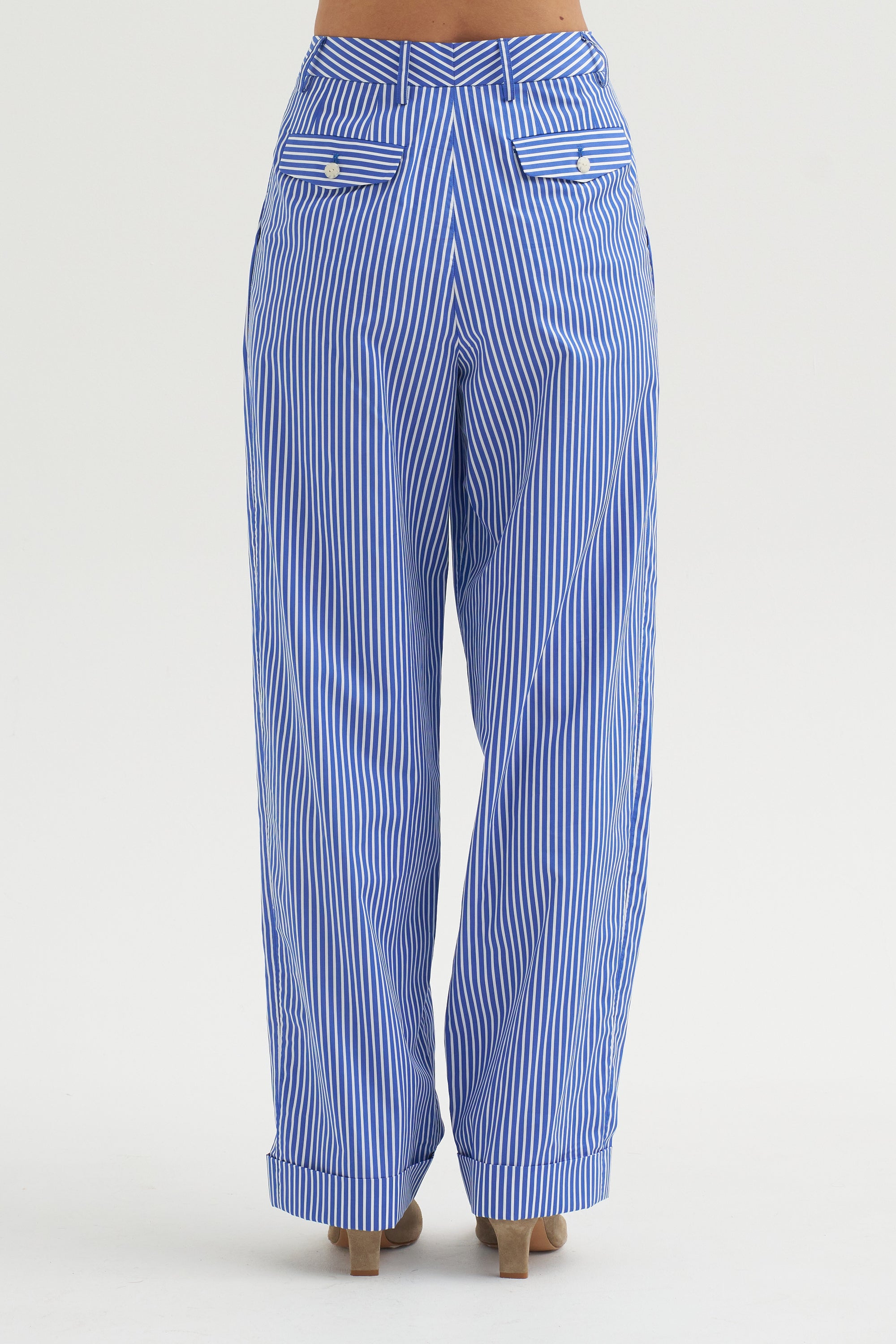Spencer - Pleated Pants, Blue Stripe