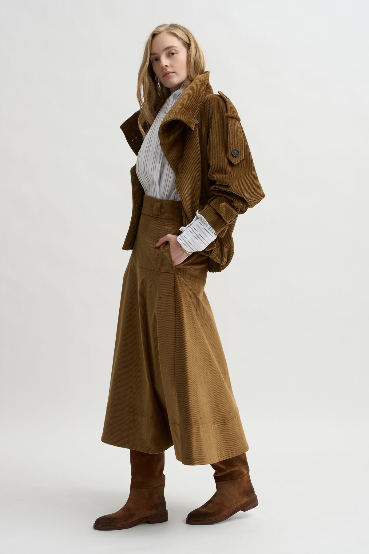 Elizabeth Long A-Line Skirt, Saddle