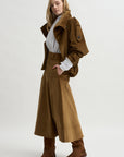Elizabeth Long A-Line Skirt, Saddle