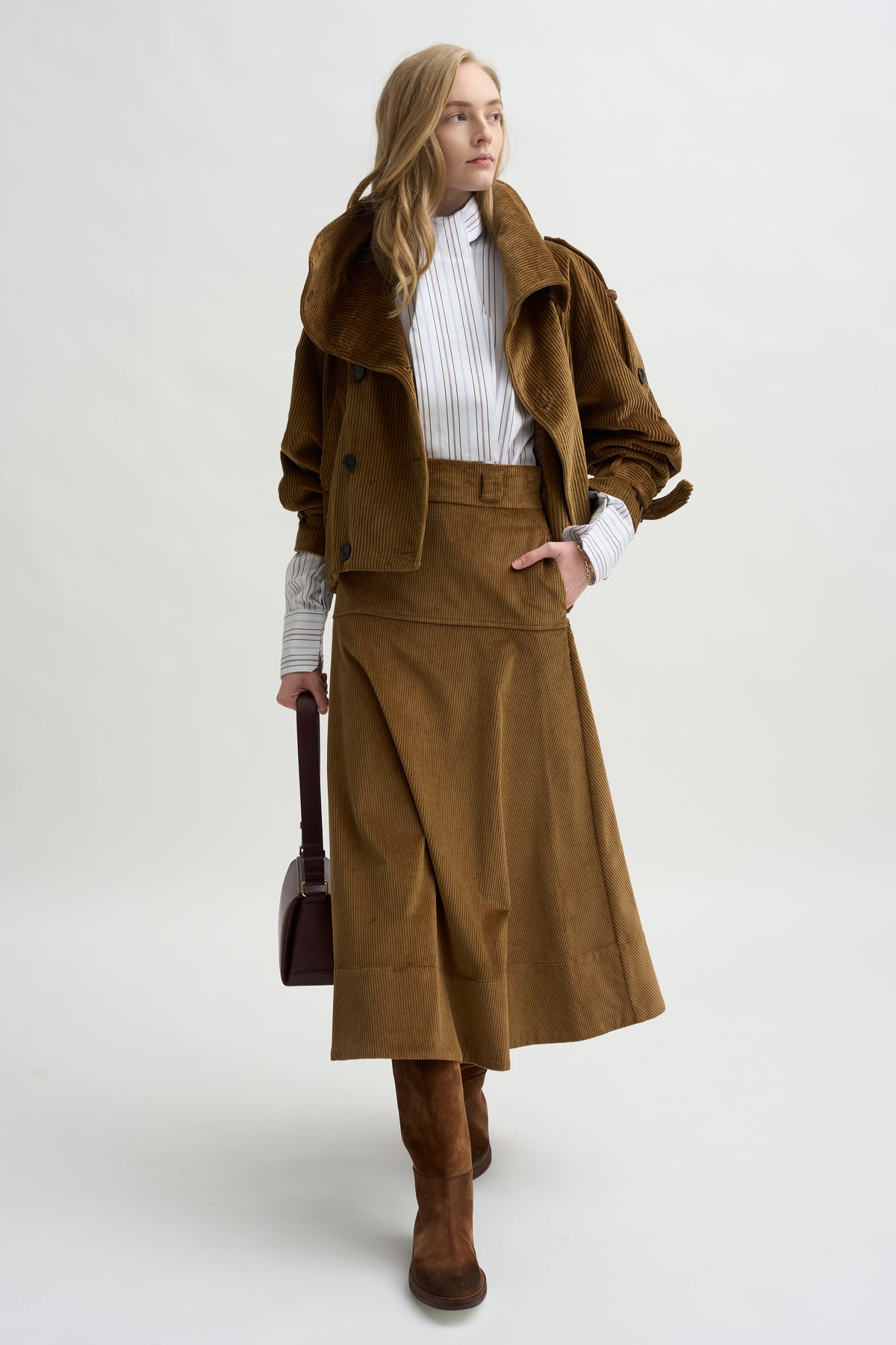 Elizabeth Long A-Line Skirt, Saddle