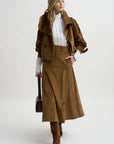 Elizabeth Long A-Line Skirt, Saddle