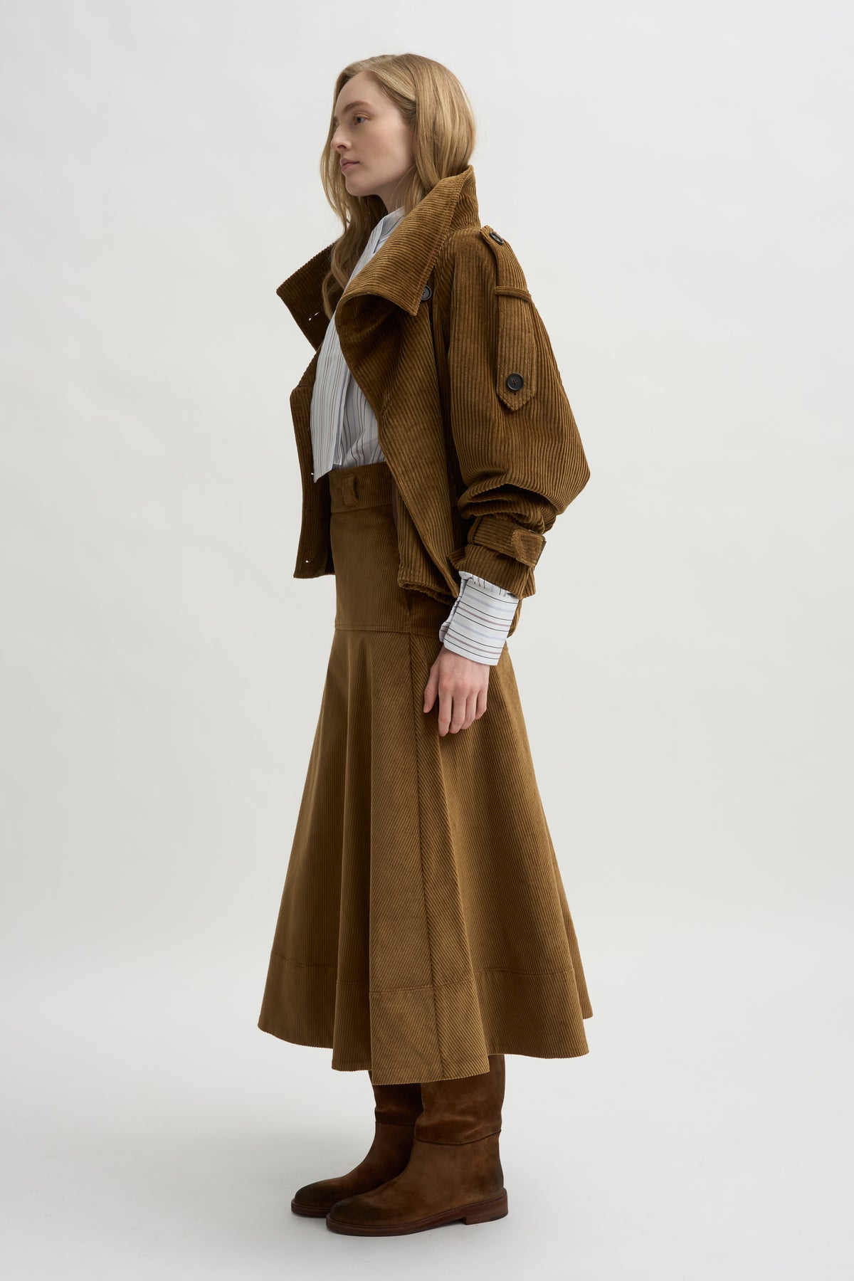 Elizabeth Long A-Line Skirt, Saddle