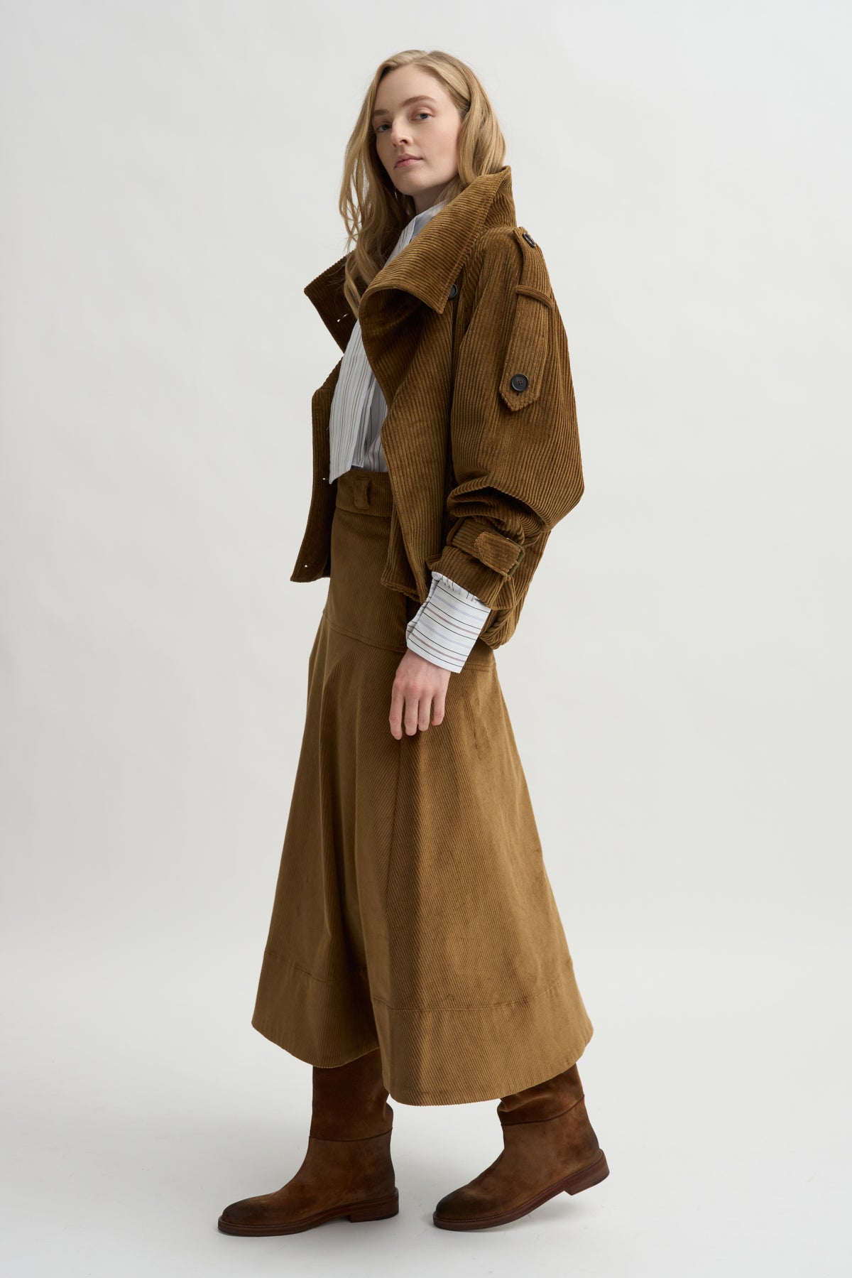 Elizabeth Long A-Line Skirt, Saddle