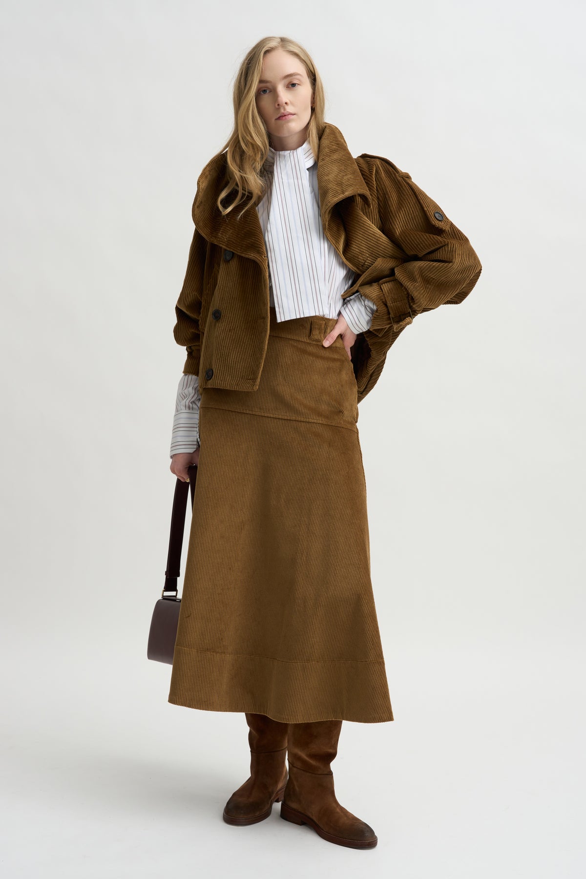 Elizabeth Long A-Line Skirt, Saddle