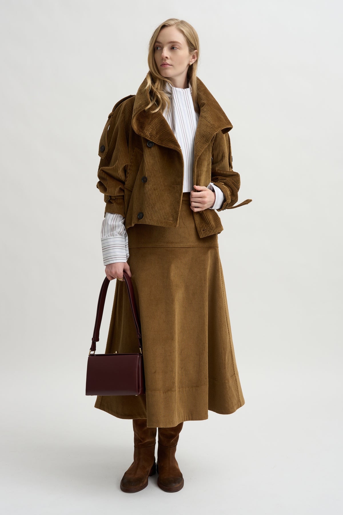 Elizabeth Long A-Line Skirt, Saddle