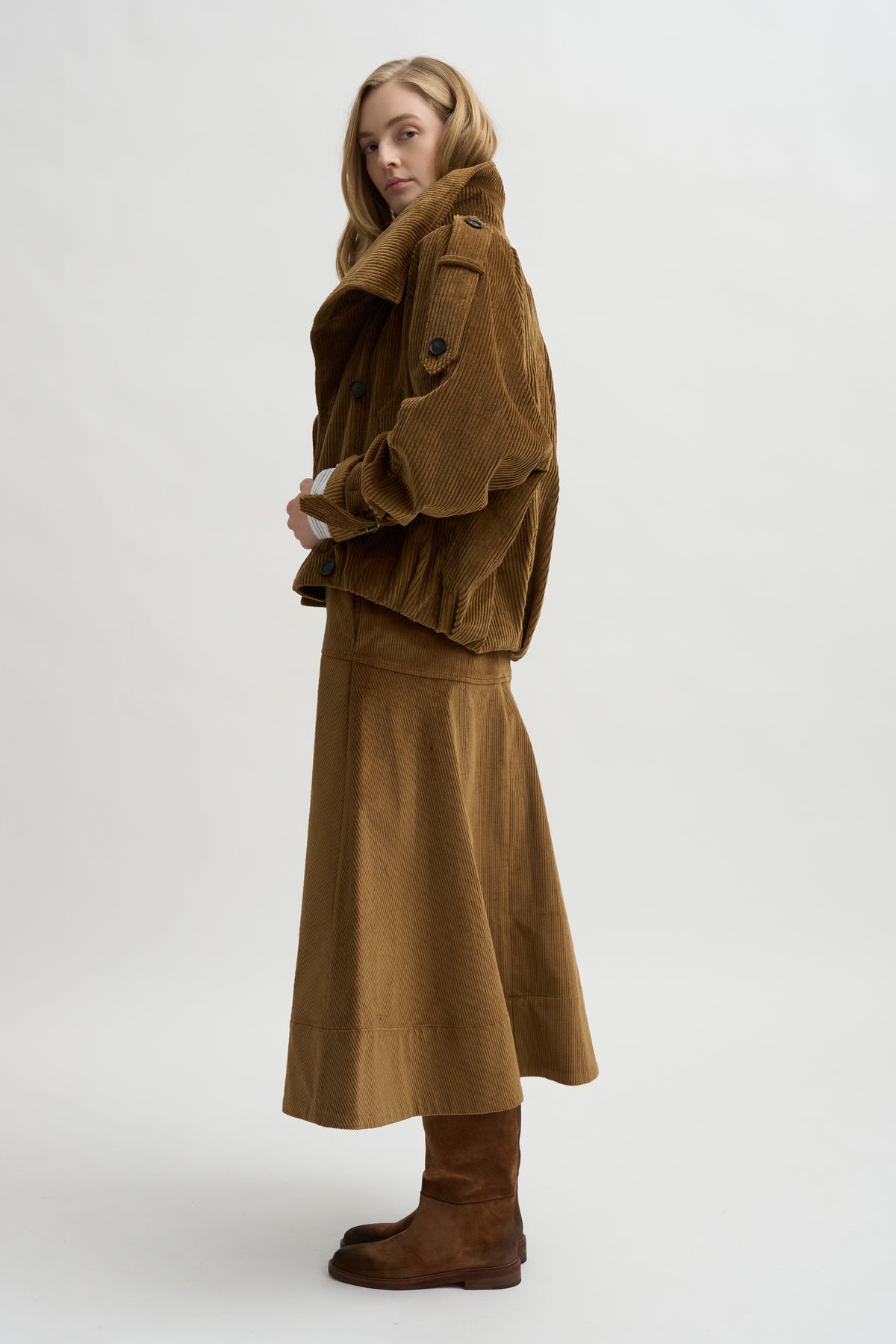 Elizabeth Long A-Line Skirt, Saddle