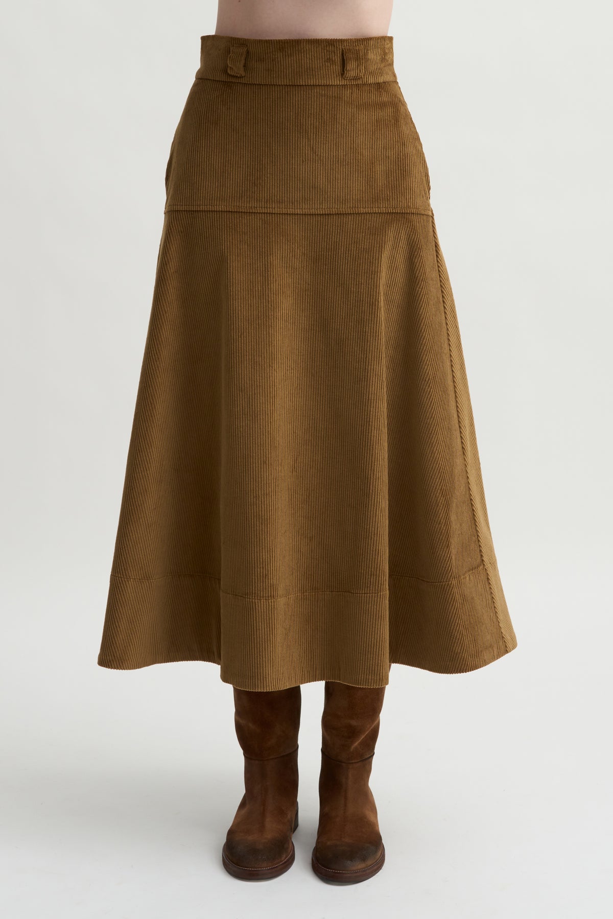 Elizabeth Long A-Line Skirt, Saddle