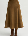 Elizabeth Long A-Line Skirt, Saddle