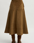 Elizabeth Long A-Line Skirt, Saddle