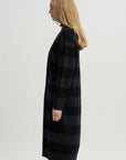 Lorimer Long Cardigan, Charcoal Stripe