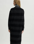 Lorimer Long Cardigan, Charcoal Stripe