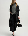 Lorimer Long Cardigan, Charcoal Stripe