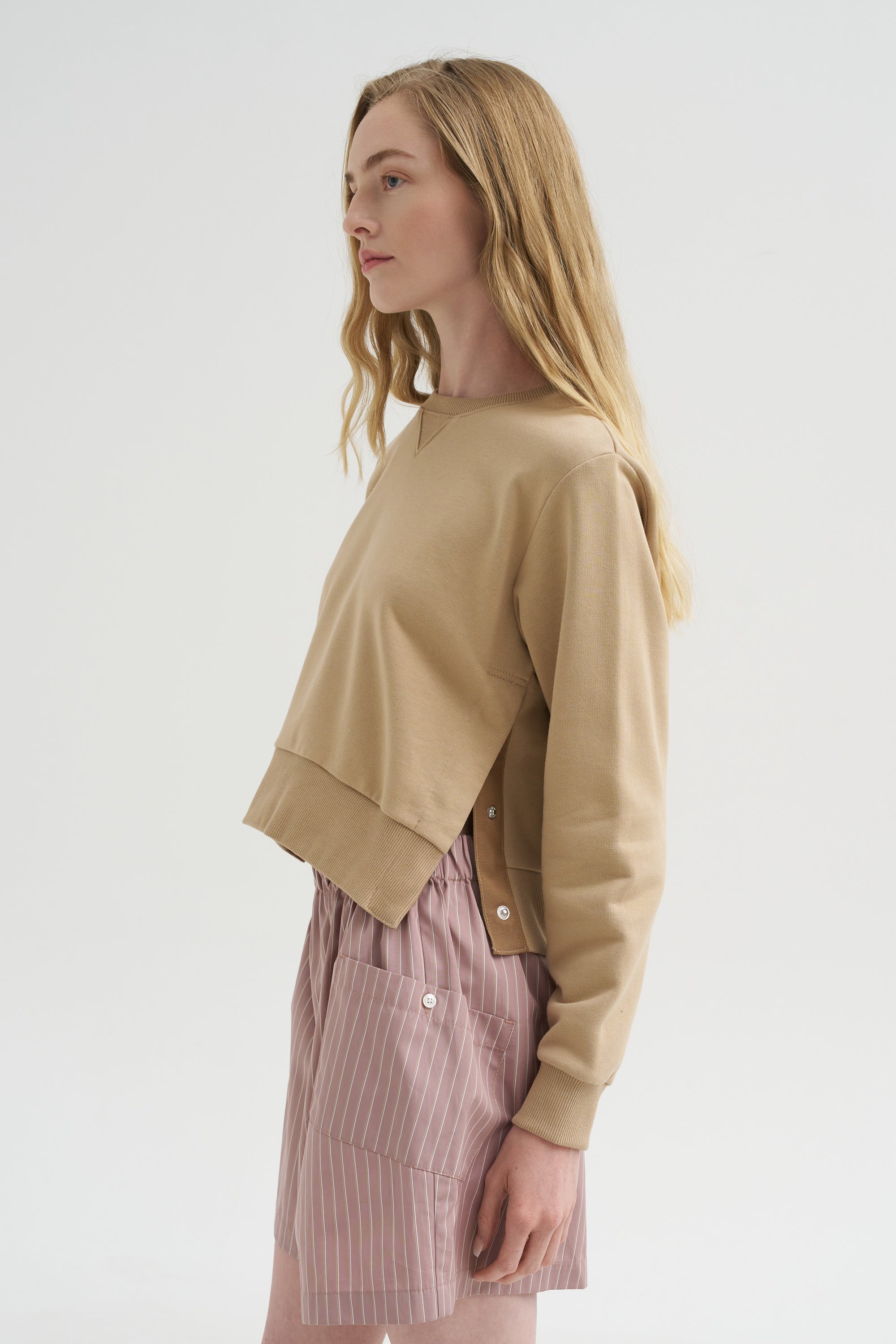 Kent - Crew Neck with Snaps, Khaki