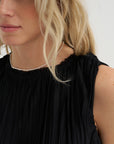 Random Pleats Chiffon Crop Tank, Black