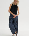 Random Pleats Chiffon Crop Tank, Black