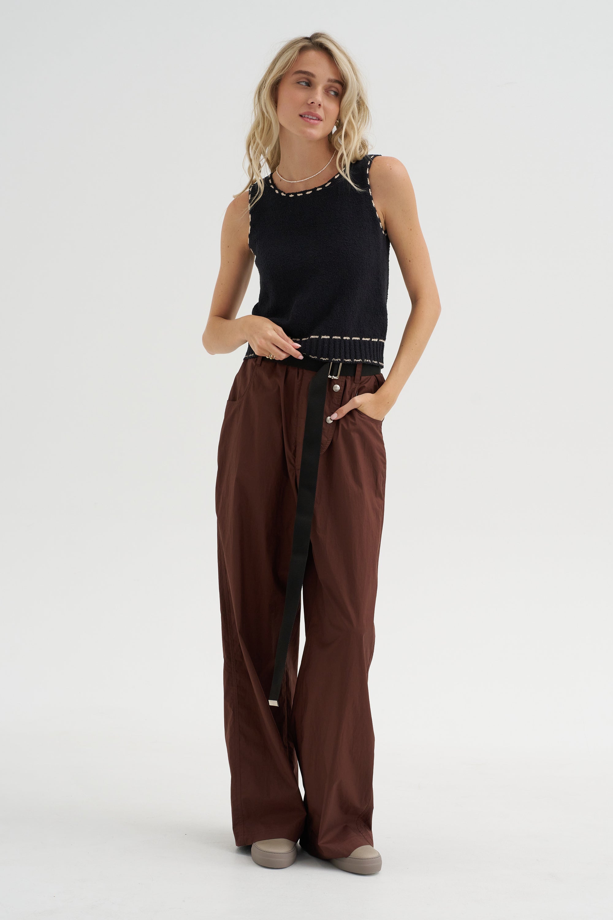Romy Top, Black &amp; Tan