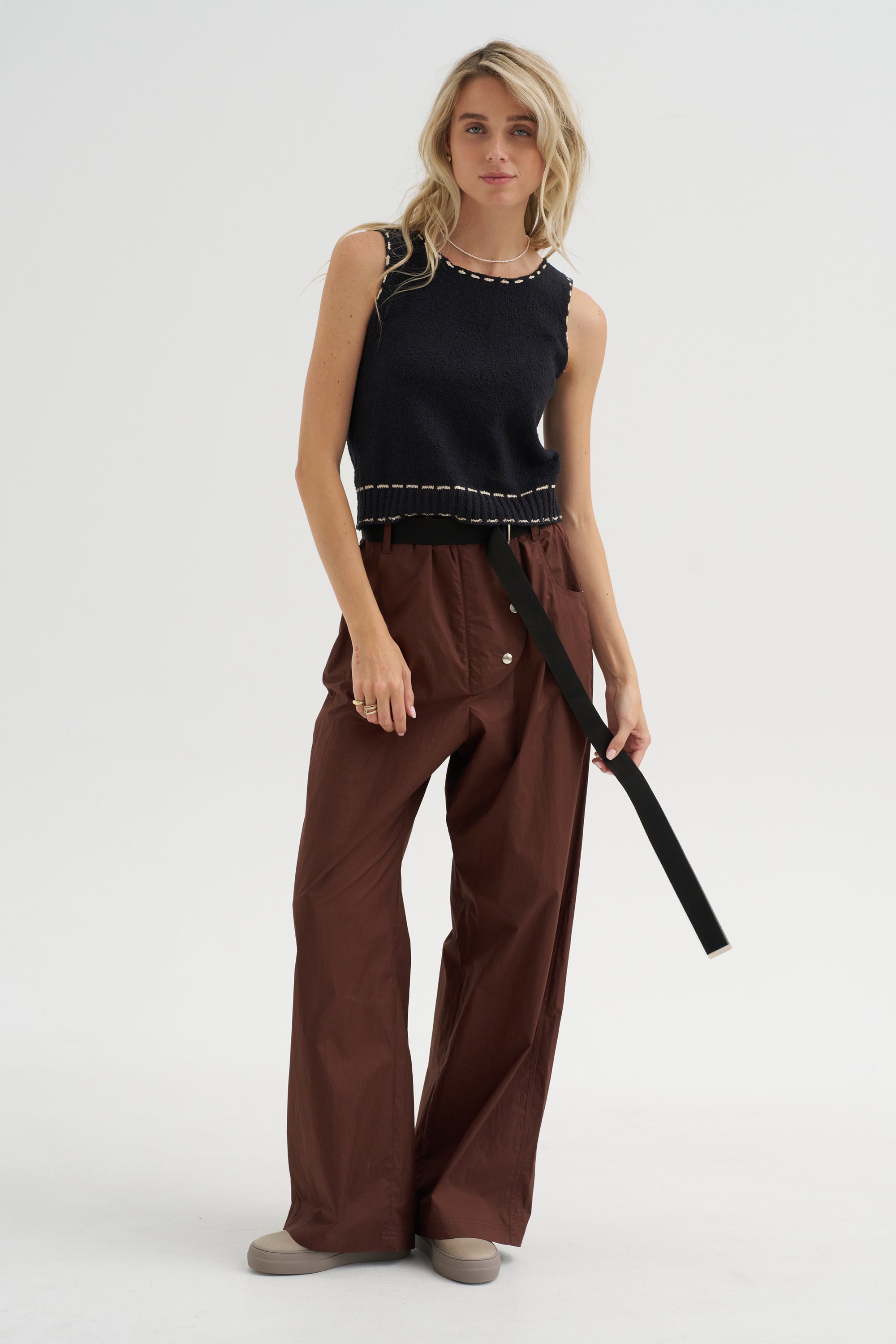 Romy Top, Black &amp; Tan