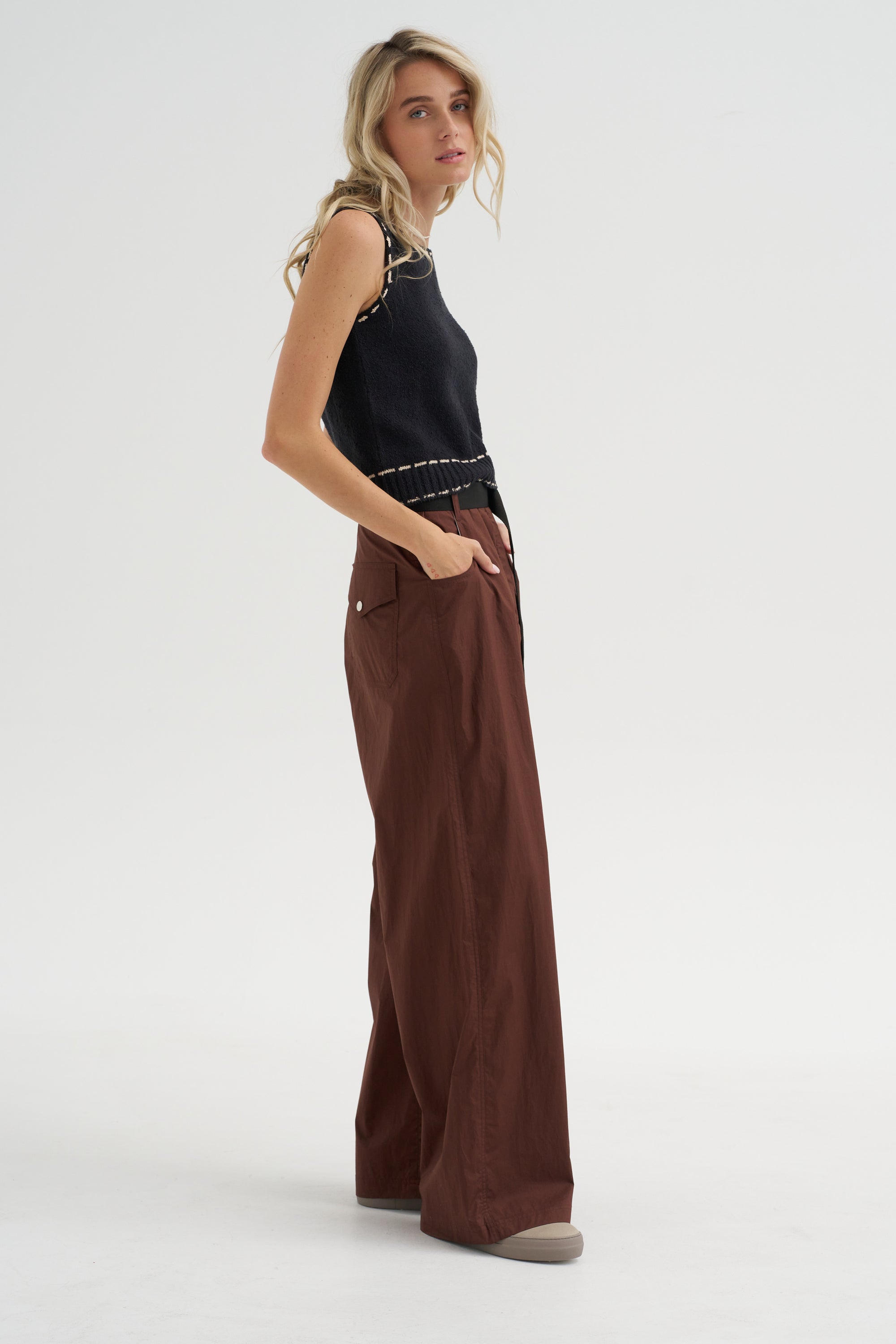 Romy Top, Black &amp; Tan