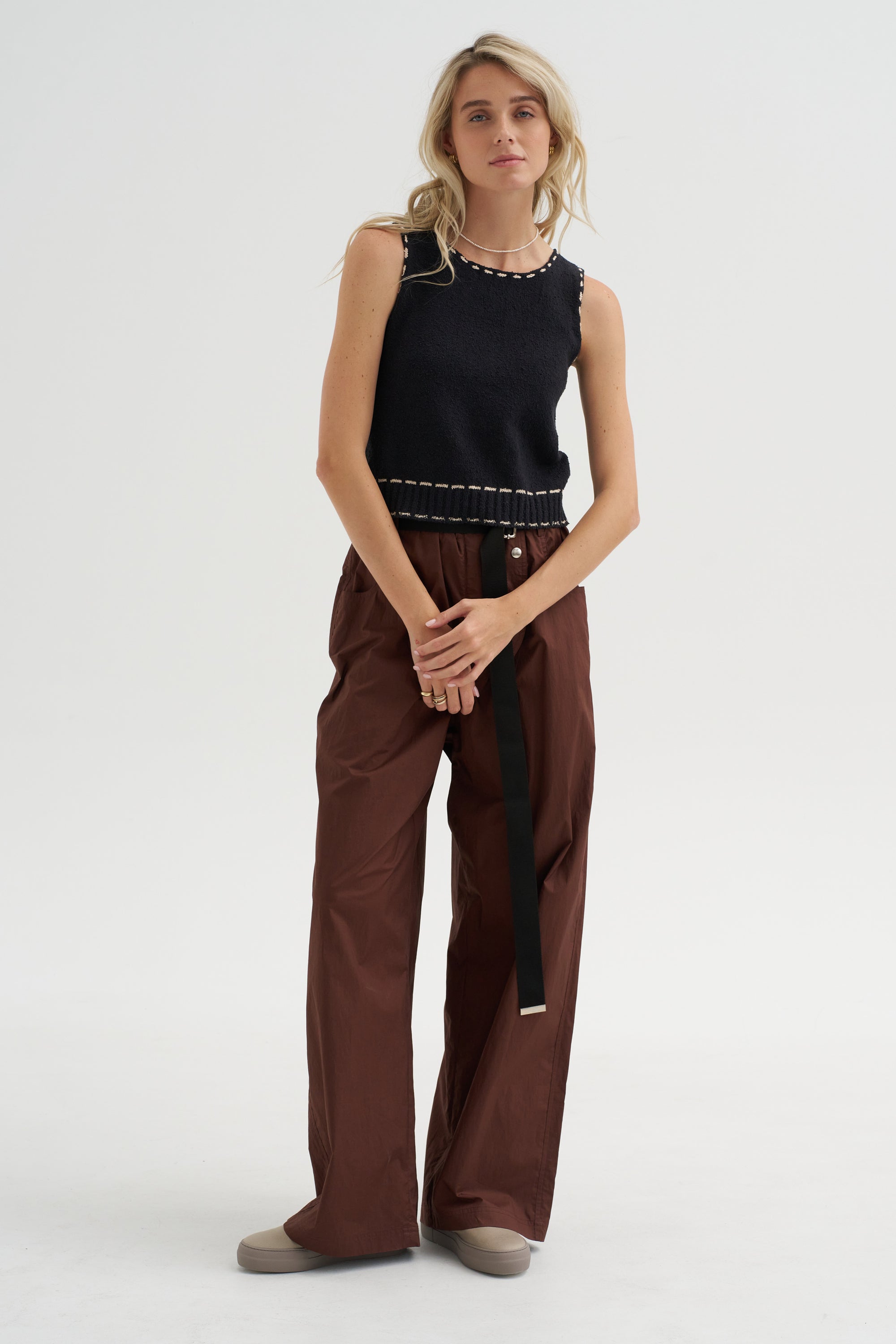 Romy Top, Black &amp; Tan