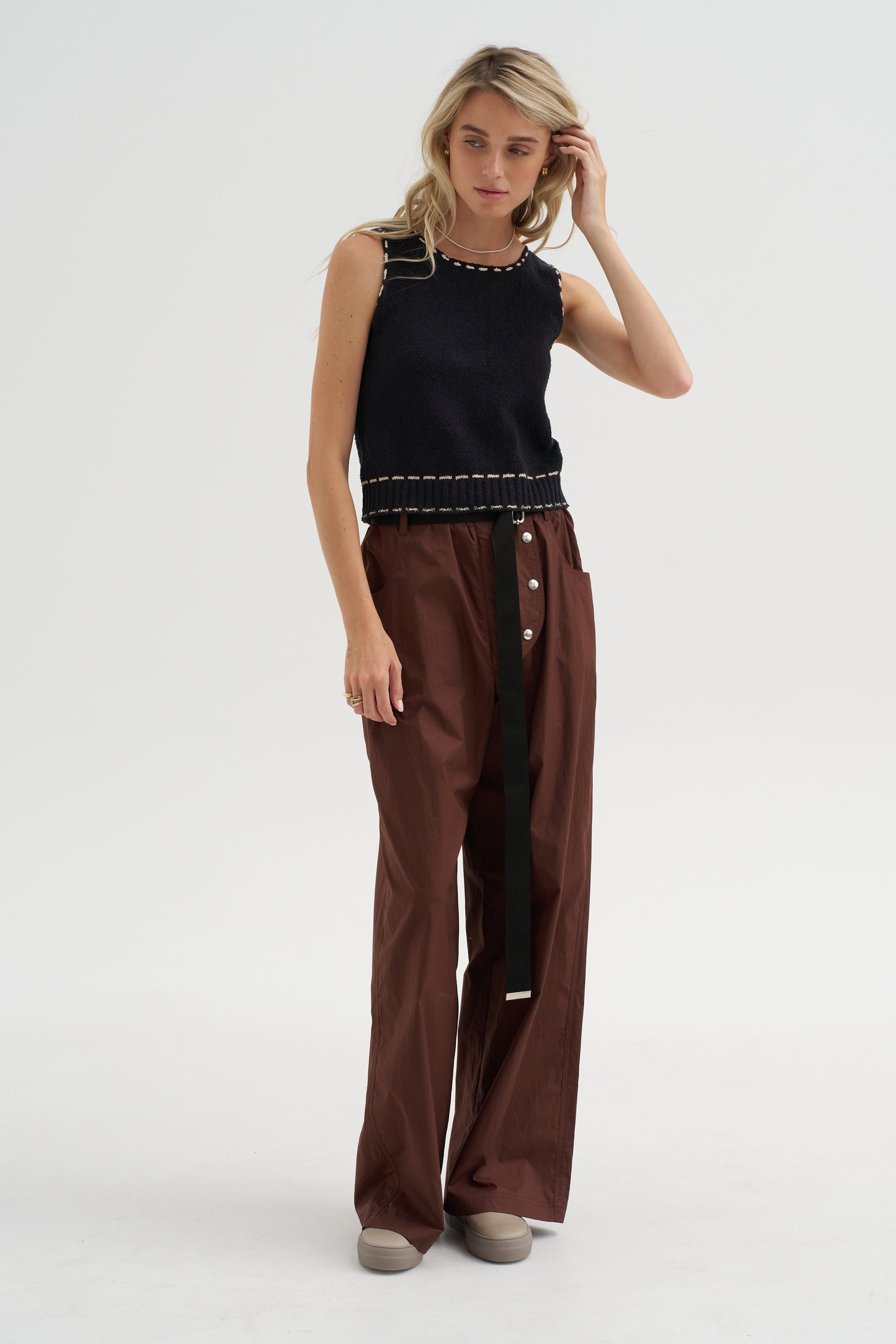 Romy Top, Black &amp; Tan