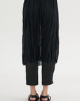 Random Pleats Chiffon Skirt Pant, Black