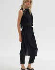 Random Pleats Chiffon Skirt Pant, Black