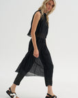 Random Pleats Chiffon Skirt Pant, Black