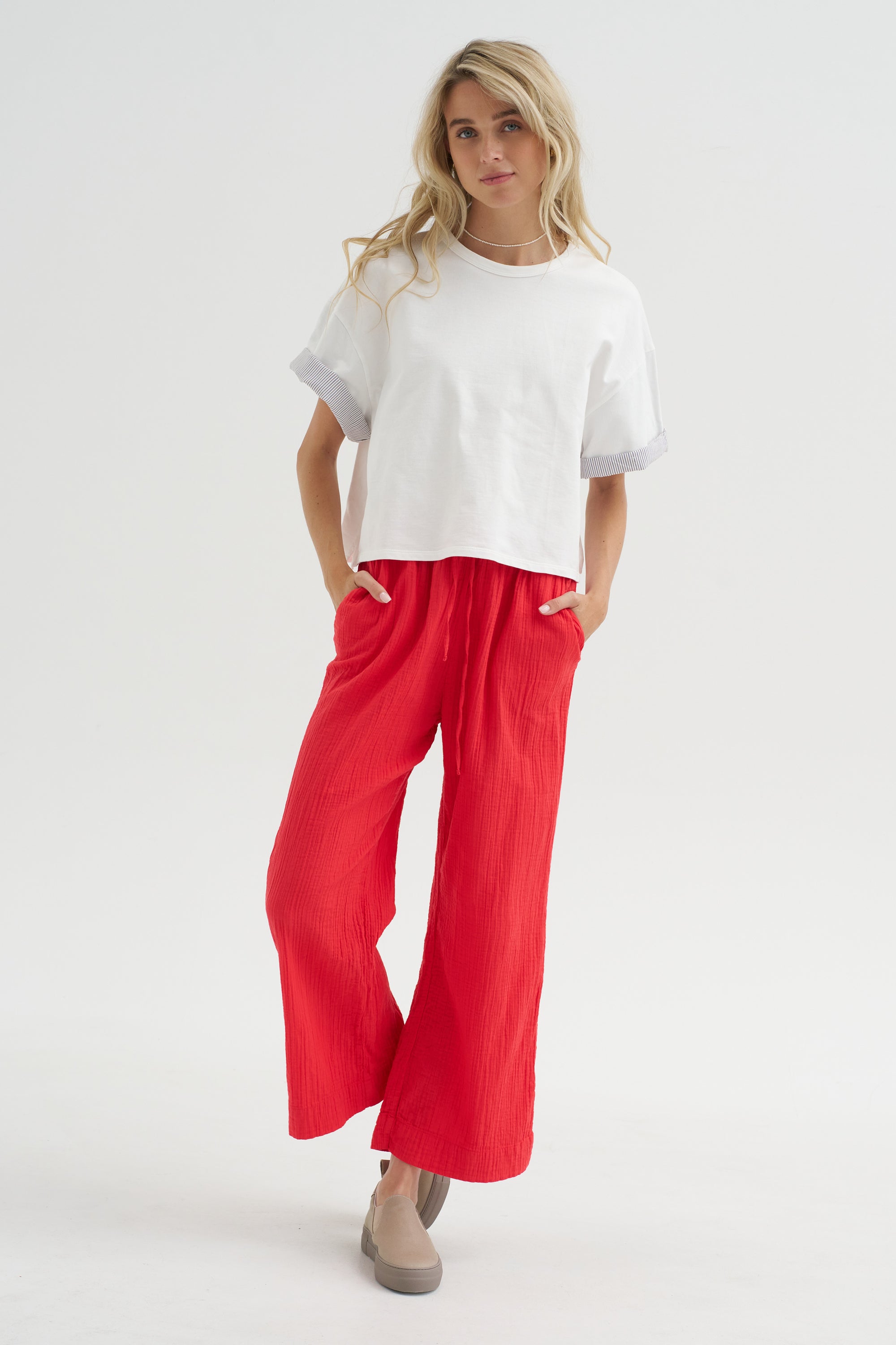 Drawstring Pant, Red