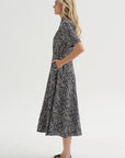 Paneled Shirt Dress, White & Black