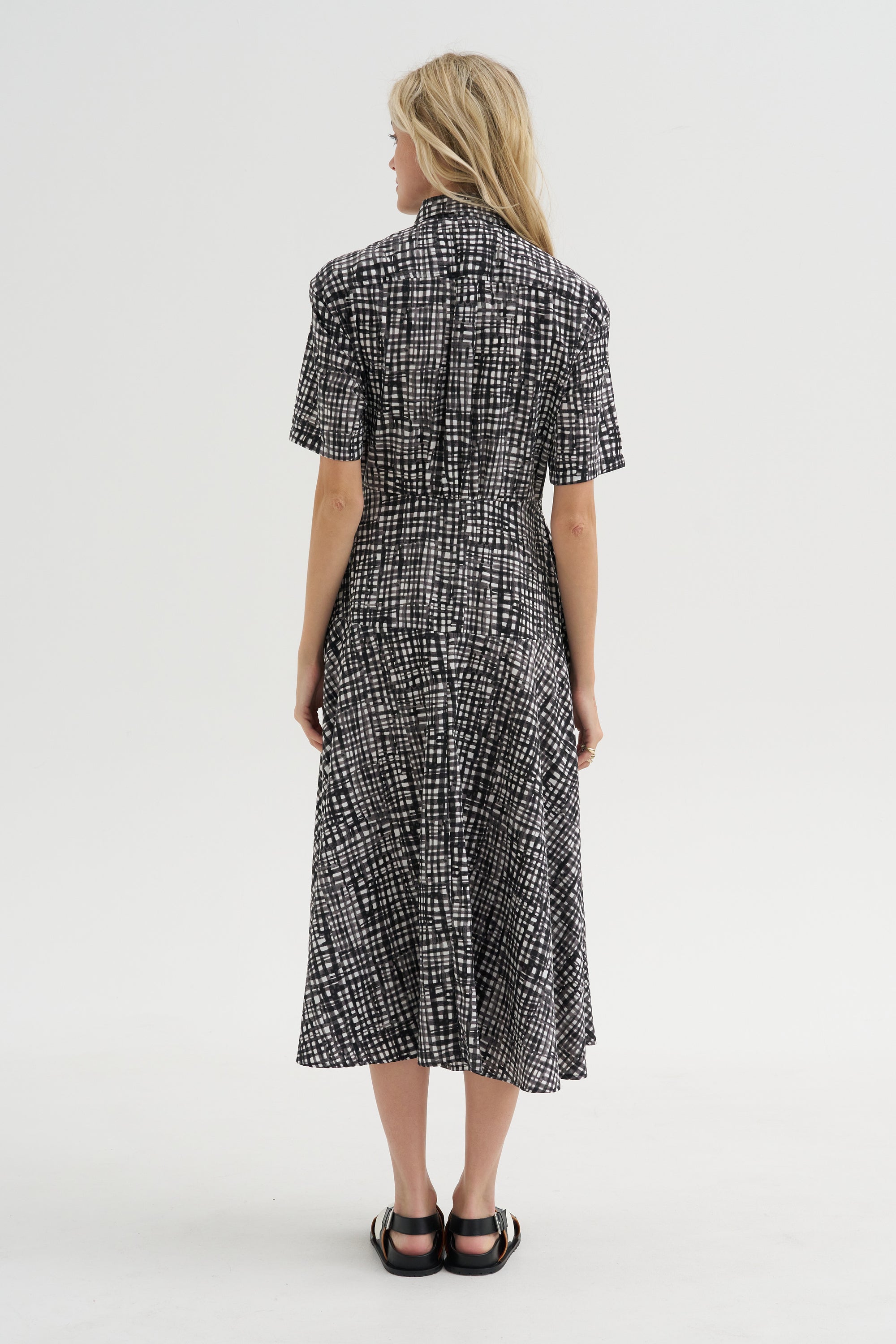 Paneled Shirt Dress, White &amp; Black