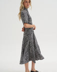 Paneled Shirt Dress, White & Black
