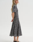 Paneled Shirt Dress, White & Black