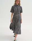 Paneled Shirt Dress, White & Black