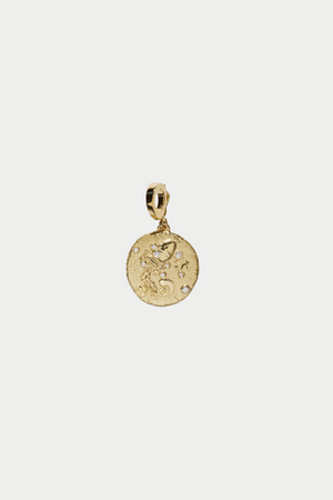 Of The Stars Aquarius Small Coin Charm, Yellow Gold