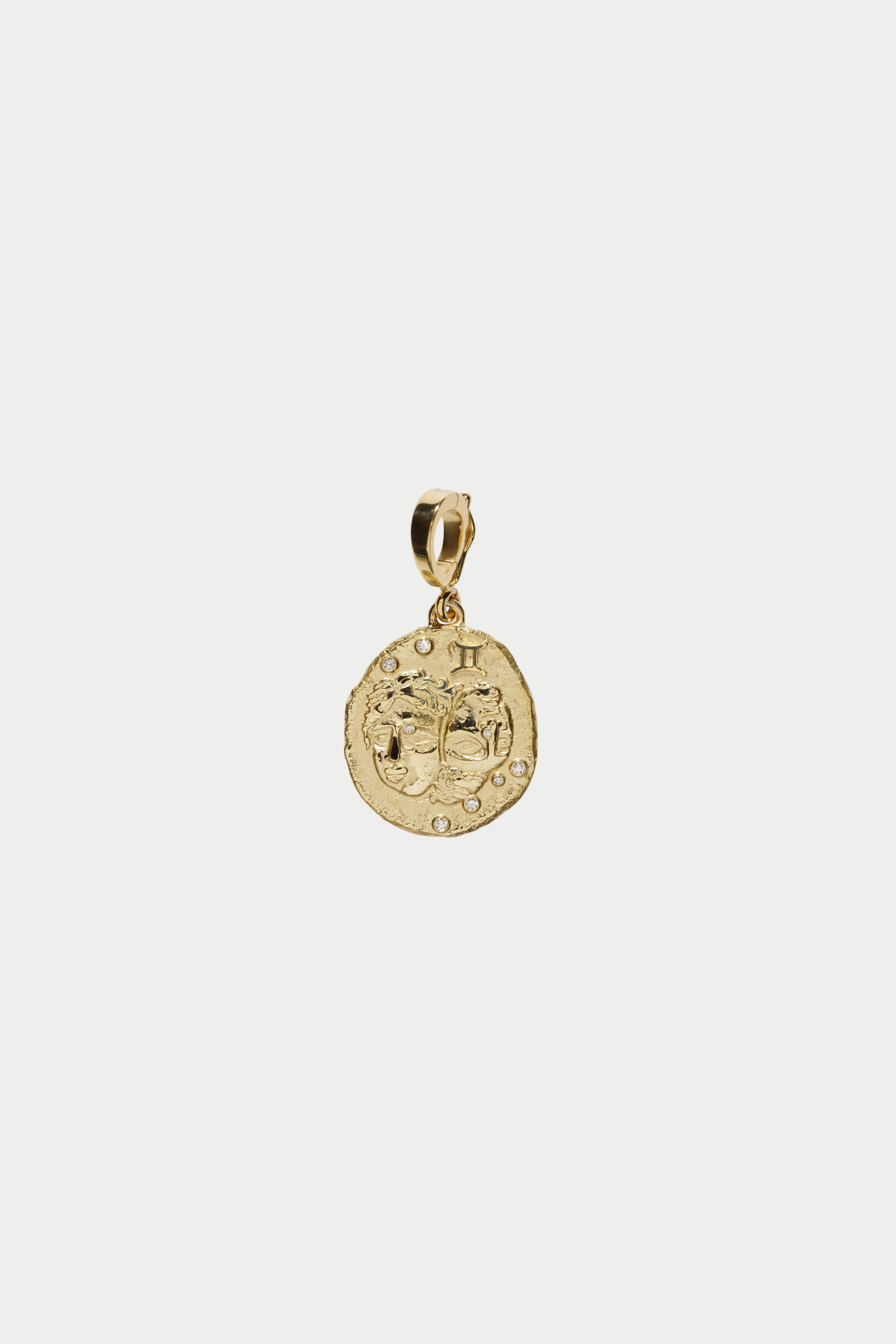 Azlee Gemini Small Coin Charm Yellow Gold | Kick Pleat
