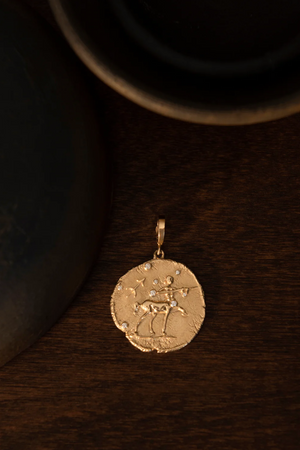 Of The Stars Sagittarius Large Coin Charm, Yellow Gold