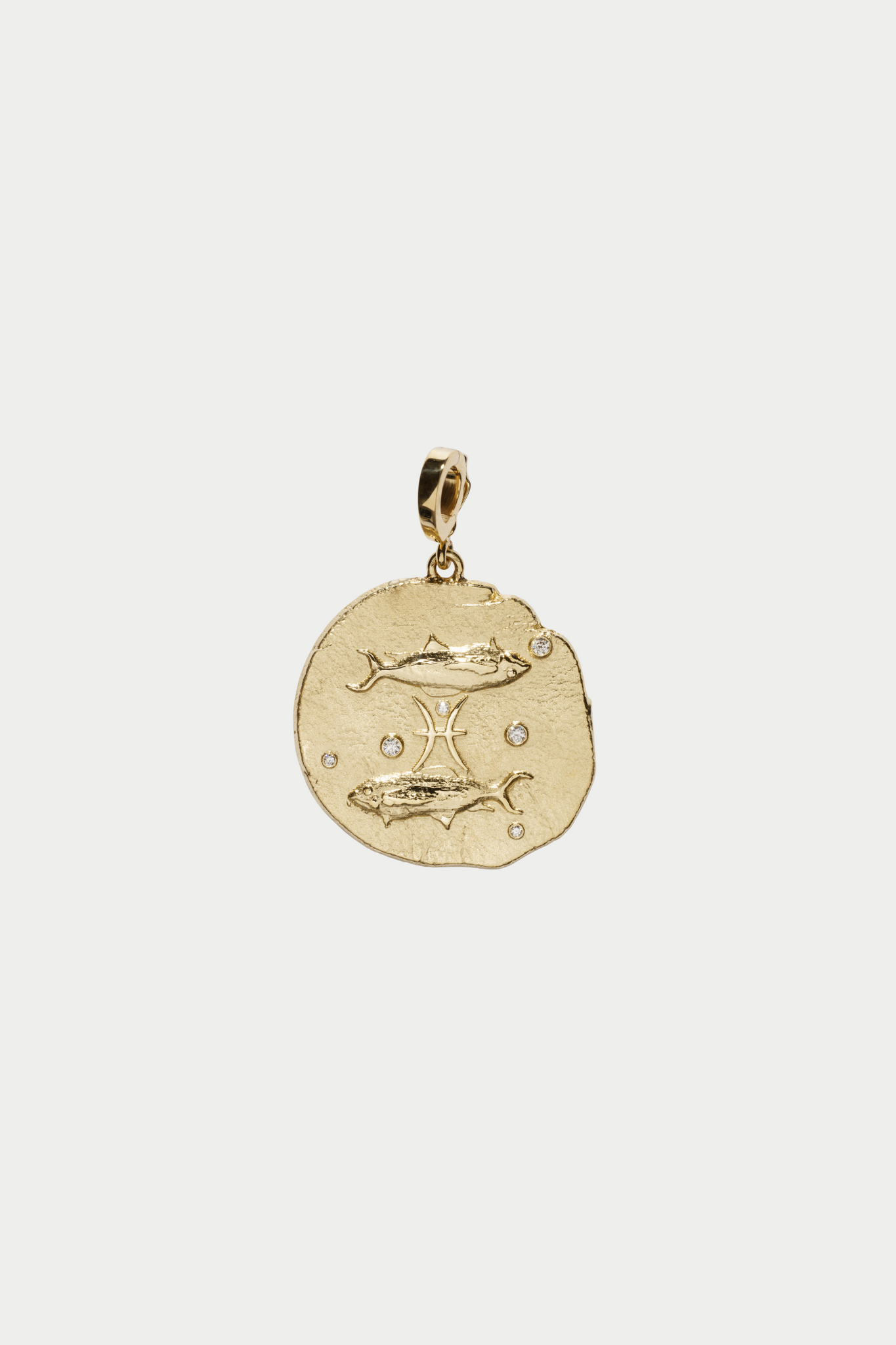 Of The Stars Pisces Large Coin Charm, Yellow Gold